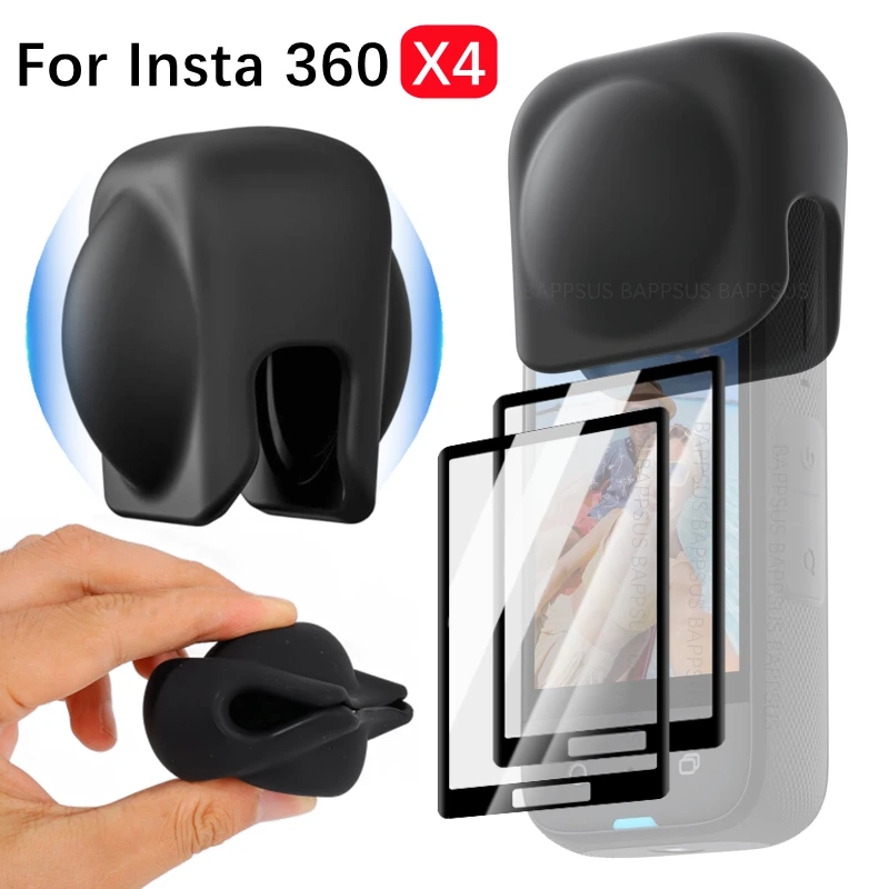 Étui de protection d'objectif anti-rayures en silicone pour Insta 360 Tage, capuchon d'objectif d'appareil photo, film HD, protecteur d'écran, coque, couverture, 360