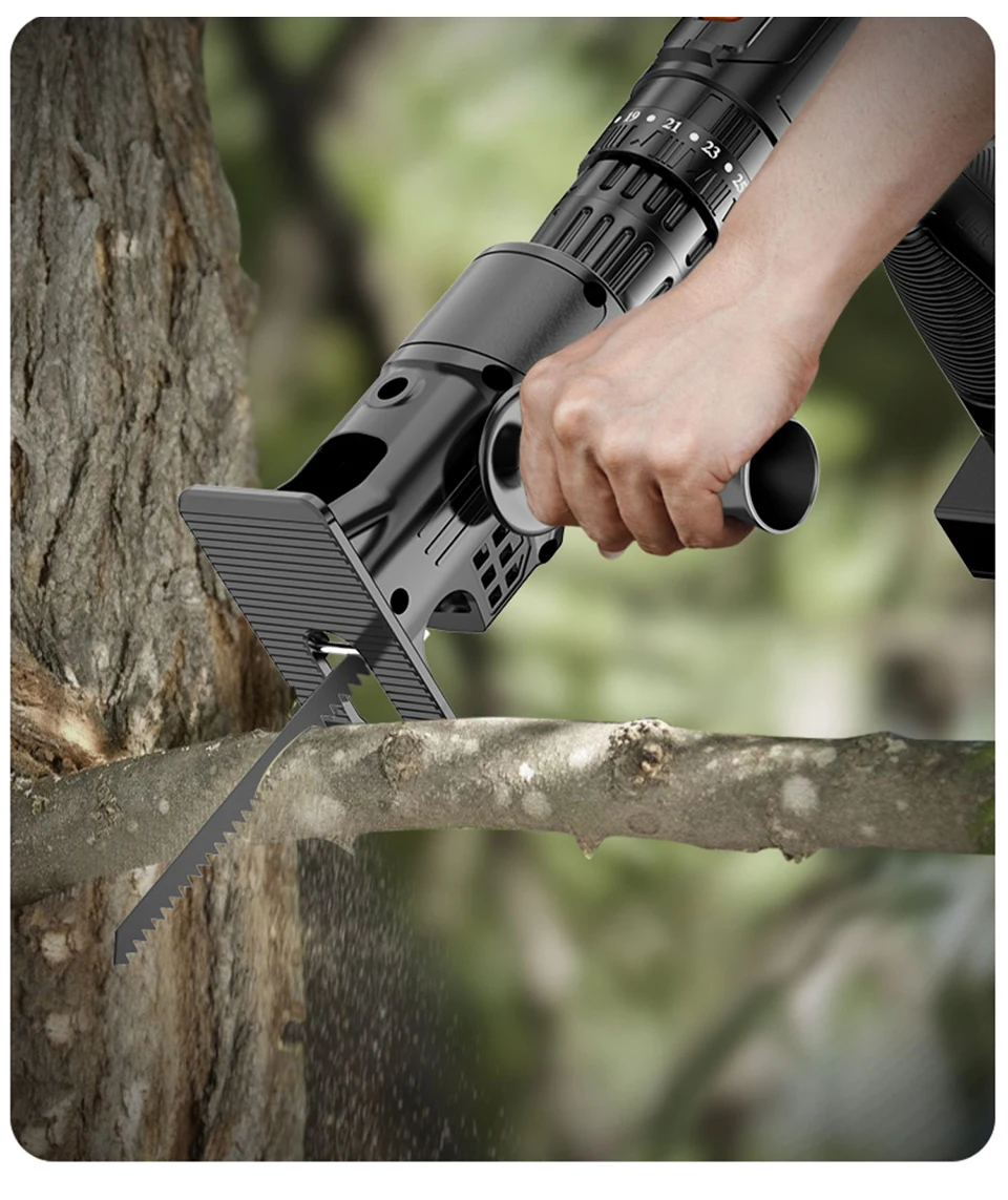 Tragbarer Adapter für Säbelsäge, elektrischer Bohrer zu Kettensäge, optional mit automatischer Kraftstoffzufuhr, für Holz- und Metallschneidwerkzeuge. – Detail 5