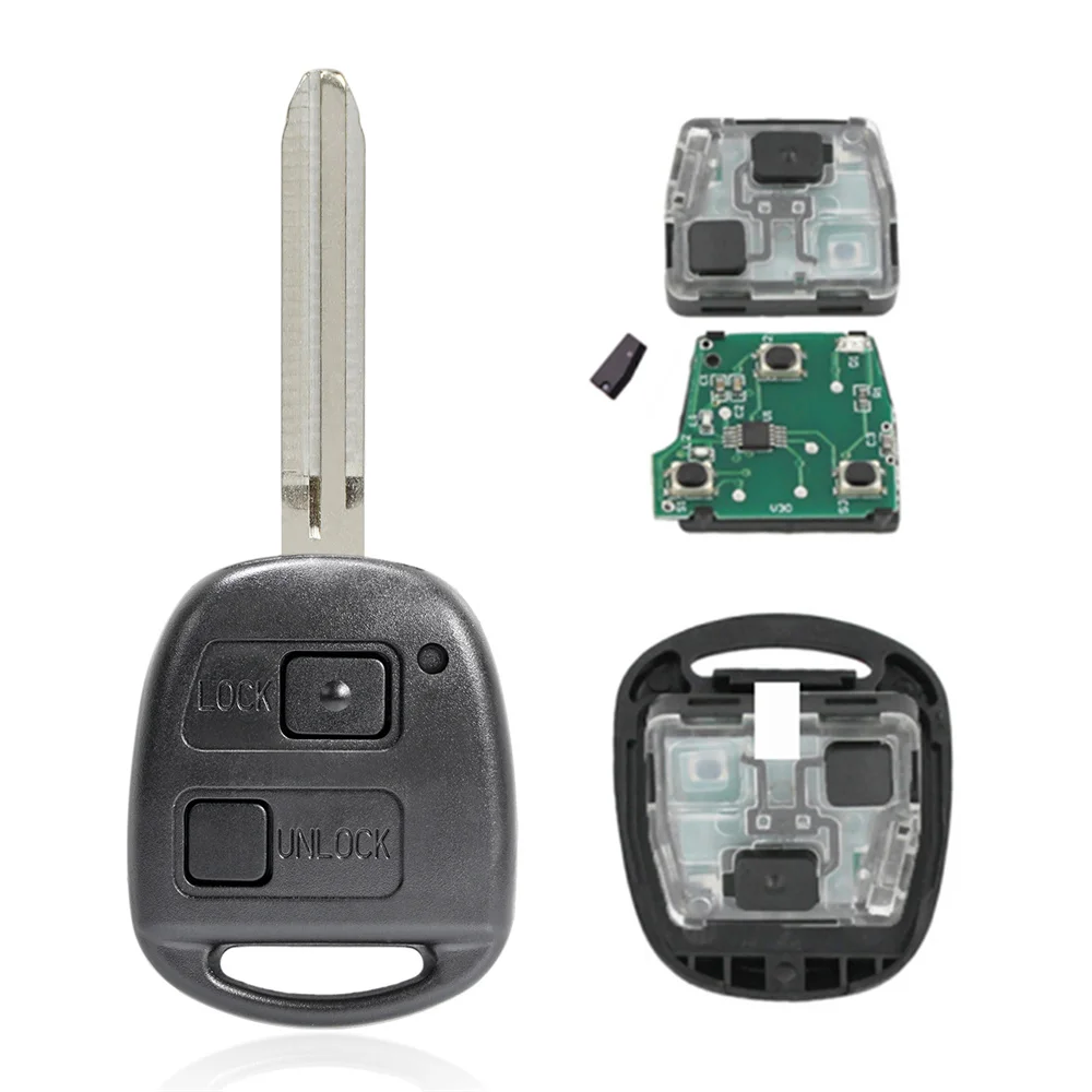 Remote Car Key Shell Case For Toyota Camry Land Cruser 120 Prado 2 Buttons 433MHz TOY43 Blade ID67 Chip P/N 50171 Free shipping