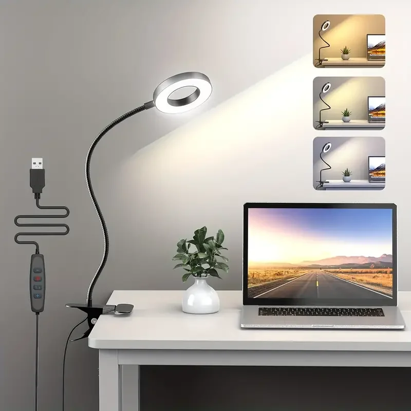 48 LEDs Clip on Desk Lamp 360°Flexible Gooseneck Reading Table Light Eye-Caring USB Clamp Books Night Light Study Read Light view 6