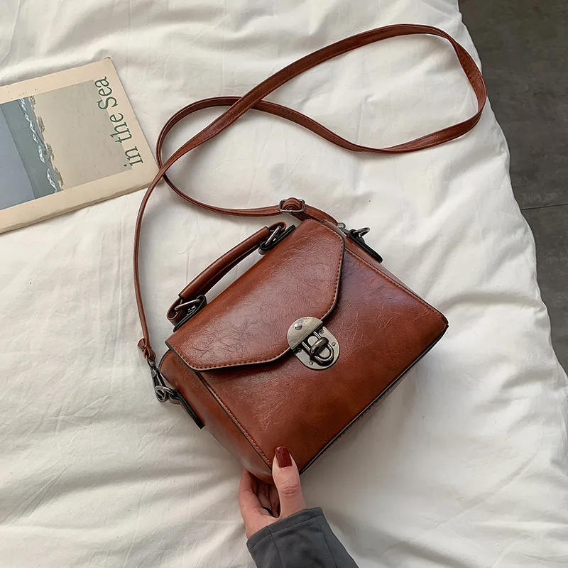 Kleine Quadratische Taschen Für Frauen Mode Einfarbig Designer Umhängetasche Umhängetasche Vintage PU Leder Handtaschen Weiblichen Beutel Bolsa – Detail 14