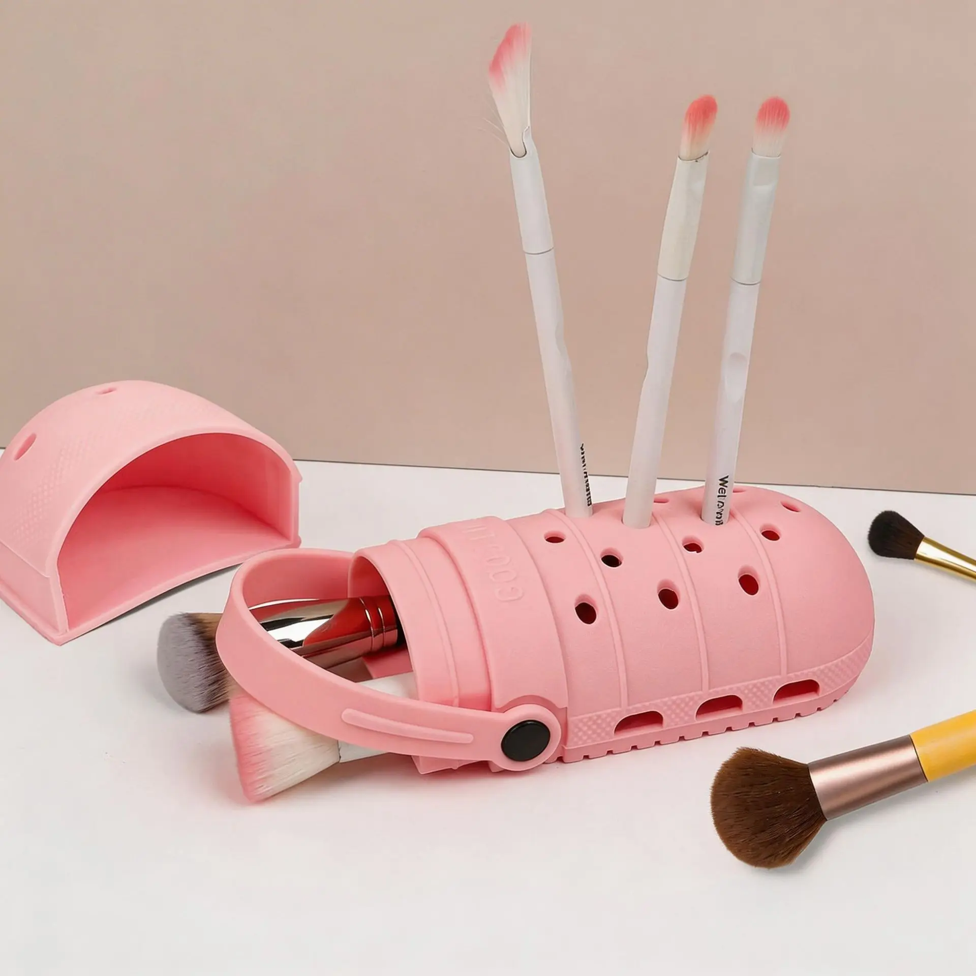 Creative Multifunctional Silicone Makeup Tool Storage Portable Makeup Pen Storage Rack Cosmetic Brush Holder Vanity Desk