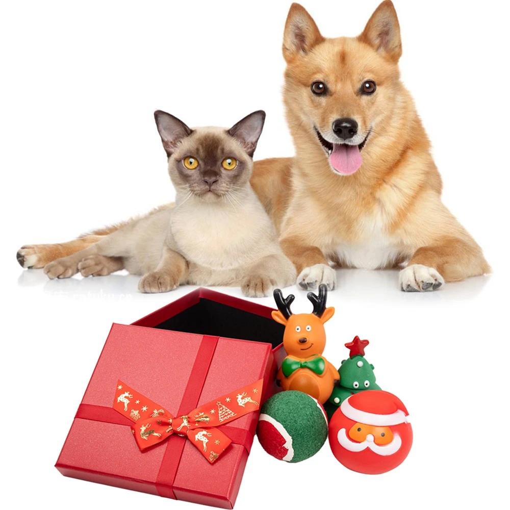 Christmas Pet Dog Toys Set Funny Latex Dog Chew Toy Squeaky Interactive Cat Toys For Puppy Small Medium Dogs Xmas Socks Toy Set