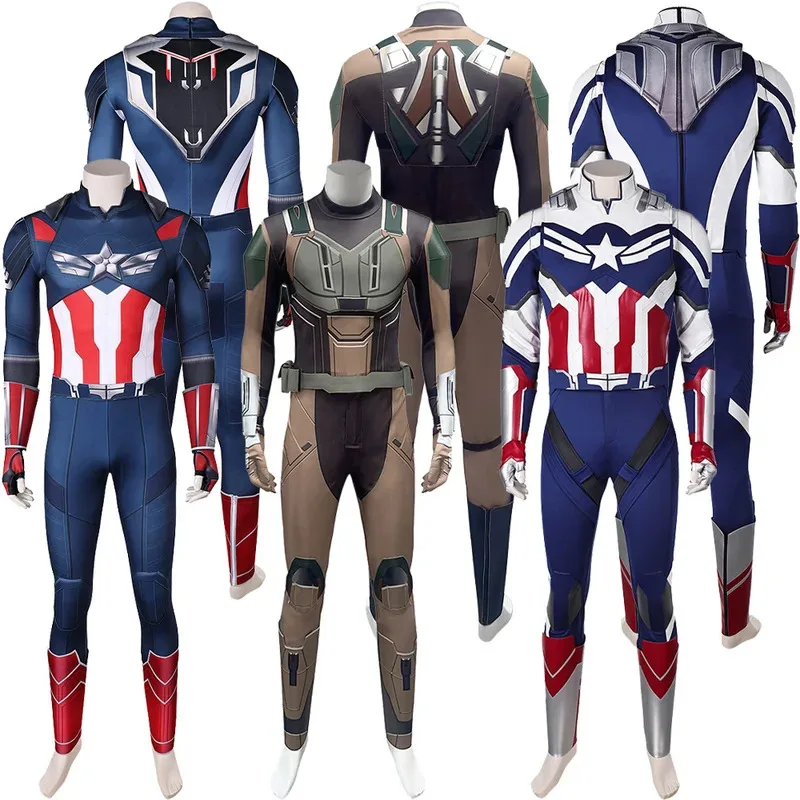 

Men Adult Sam Cosplay Wilson Cosplay Falcon Battle Jumpsuit Belt Captain Roleplay Cloth Halloween Party Americans Bodysuit Suit