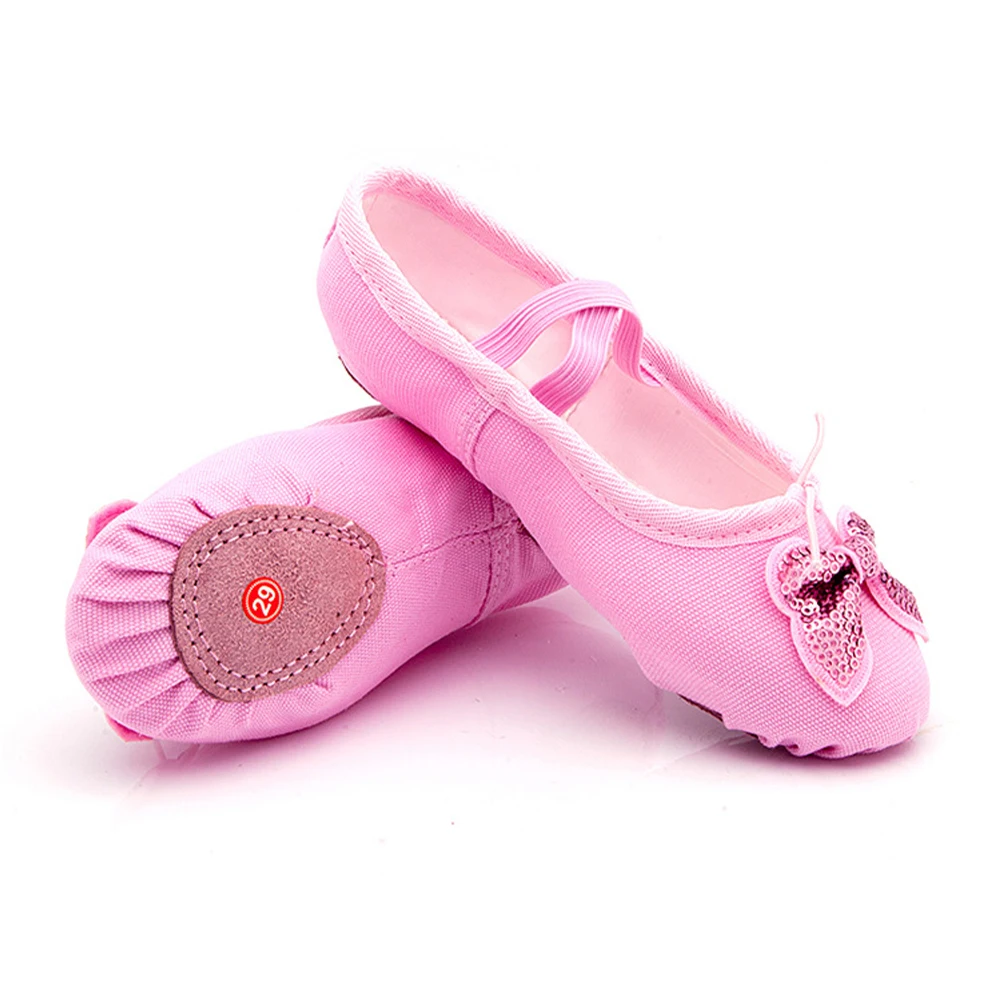 Girls\' Satin Practice Ballet Shoes Soft Bottom Dance Rose Flower Kindergarten Performance Dancing Shoes Zapatillas De Ballet