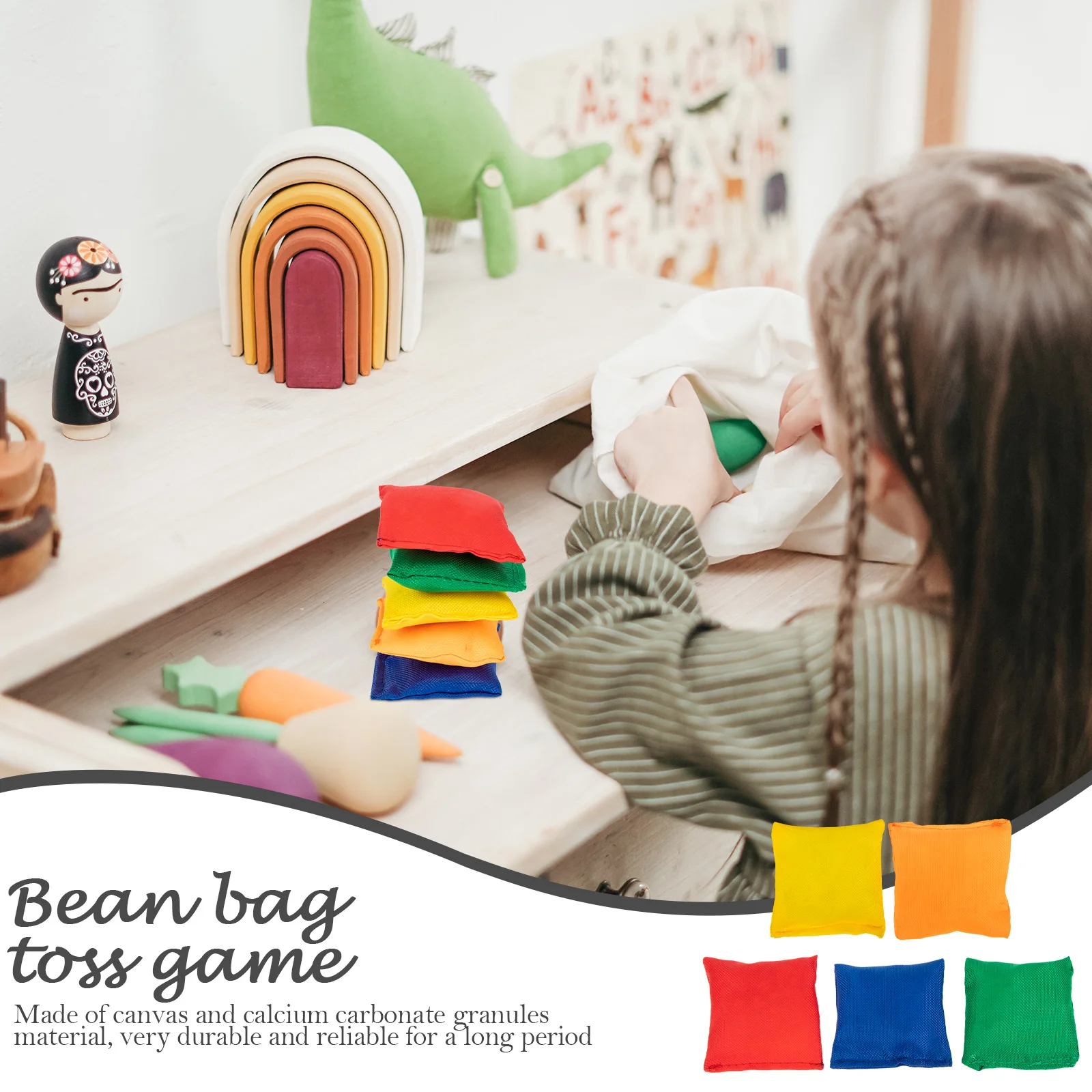 10-teilige Mini-Sitzsäcke, bunt, tragbar, Stoff-Sandsack, Wurfspielzeug für Kinder, interaktives Spielzeug für Spaß, Sport, Outdoor, Familienspiel – Detail 4