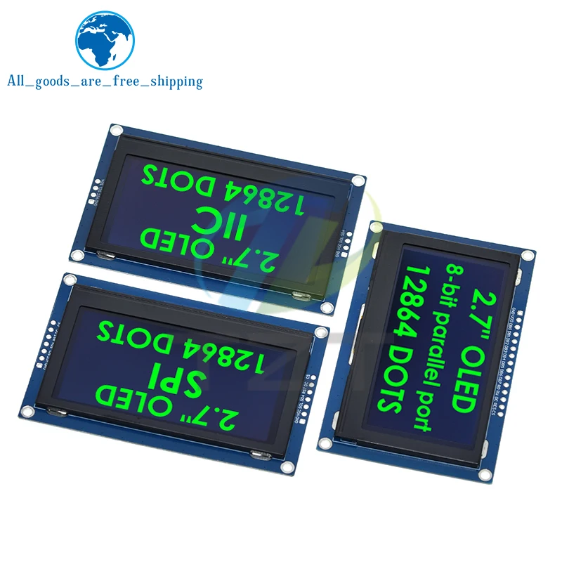 TZT 2.7 Inch OLED LCD Display 128x64 Drives SSD1327 IIC / SPI / 8-bit Parallel Port For Arduino