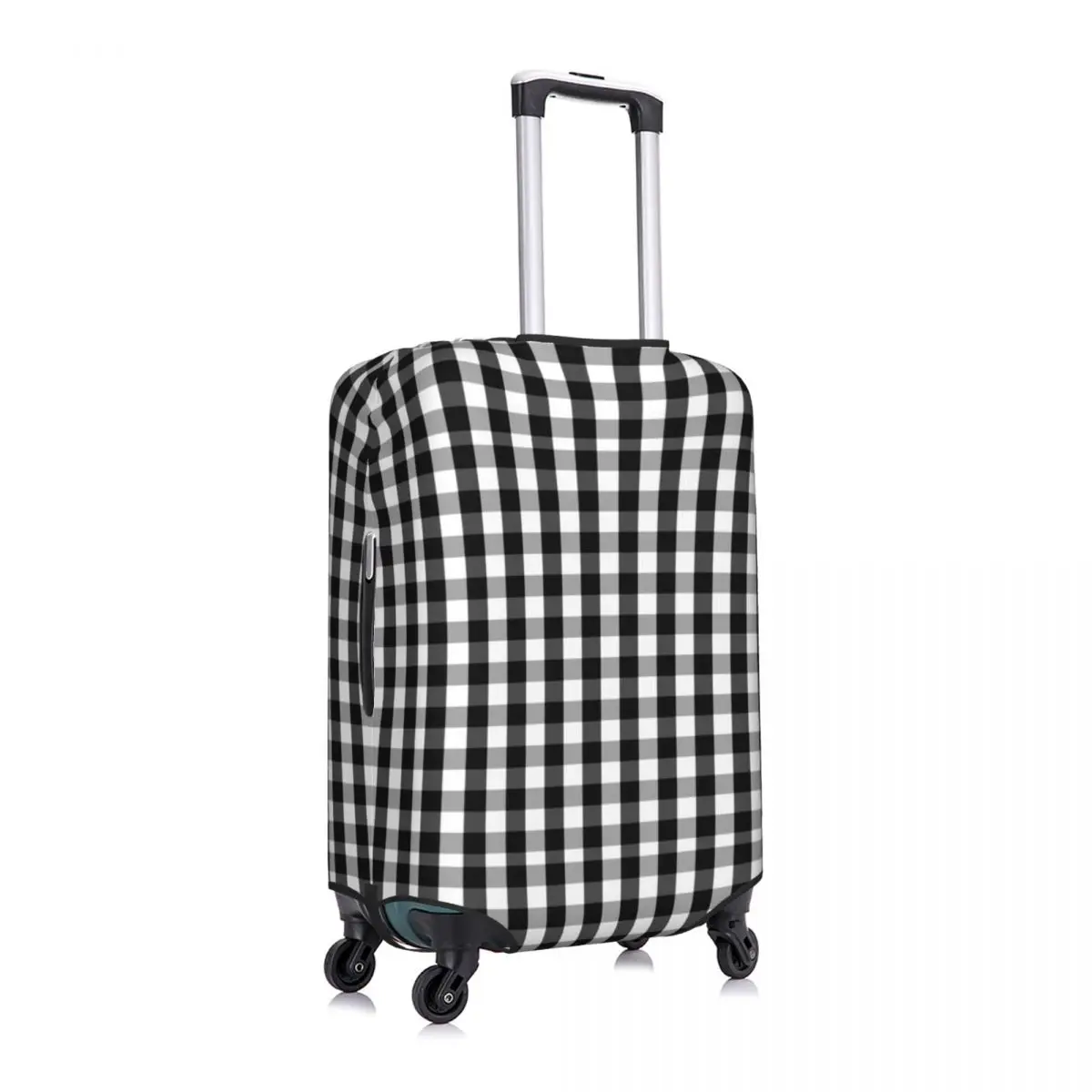 Custom Black White Gingham Plaid Luggage Cover Cute Check Pattern Suitcase Protector Covers Suit For 18-32 inch