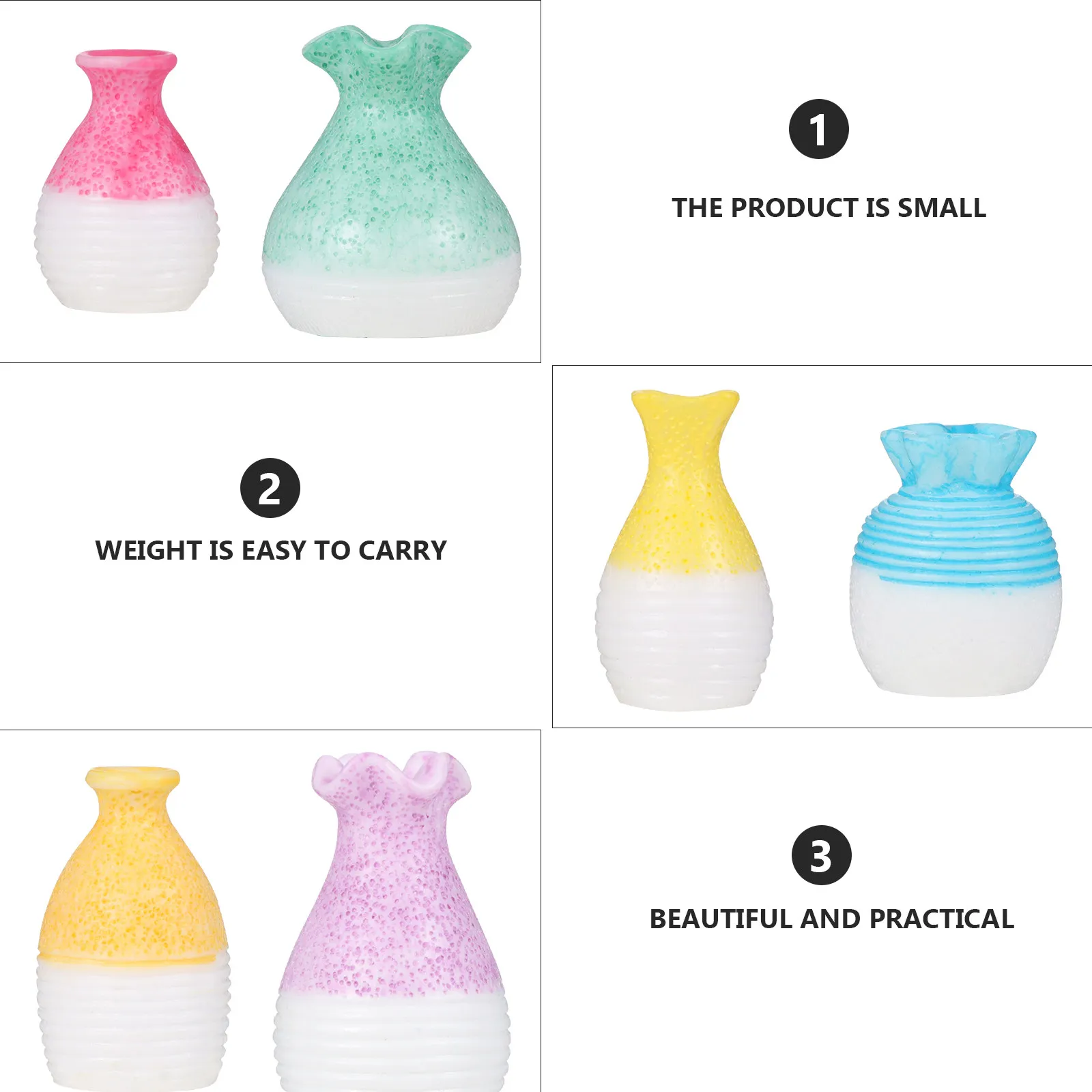 

Набор из 8 миниатюрных креативных настольных ваз из смолы для декора дома и офиса, украшение для микроландшафта