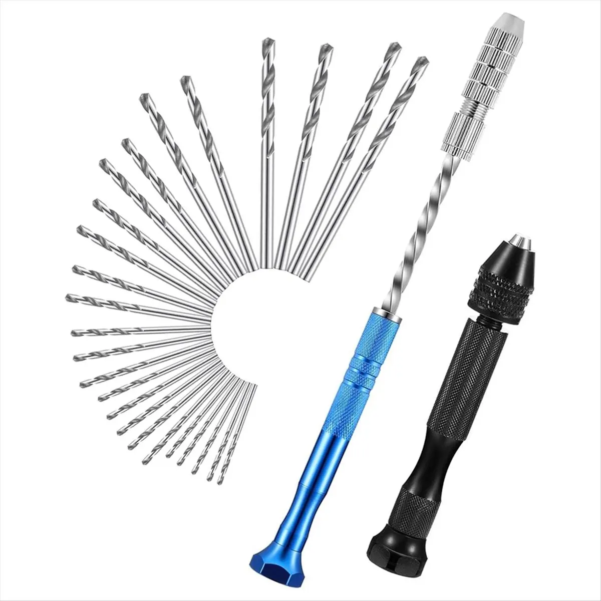 PROMOTION!Pin Vise Hand Drill Set with Semi-Automatic Spiral Hand Drill Rotary Tool and 25 Micro-Type Twist Drill Bits (0.5-3mm)