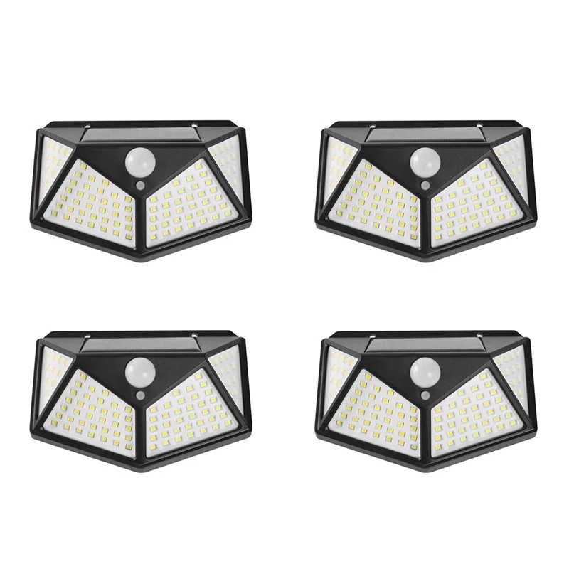 4Pcs Solar Led Light Outdoor Solar Wall Lamp Garden Decoration Lights with Motion Sensor Waterproof Lamp 100LED 3Mods