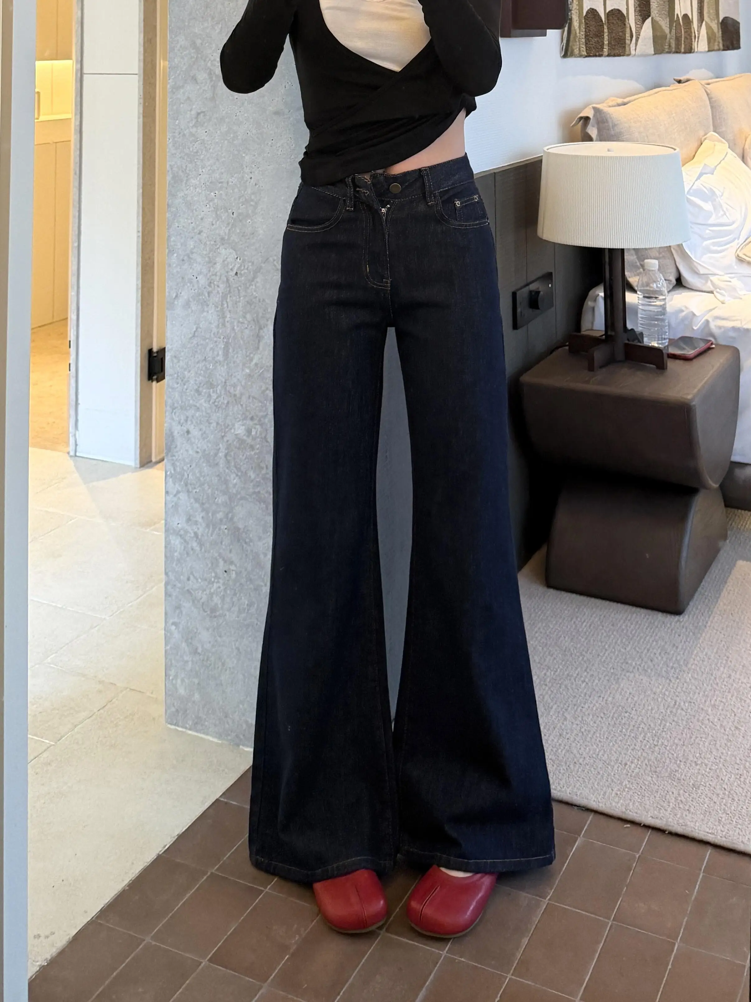 

Y2K Micro Flared Jeans Women American Retro Spring Loose Floor Mopping Horseshoe Pants