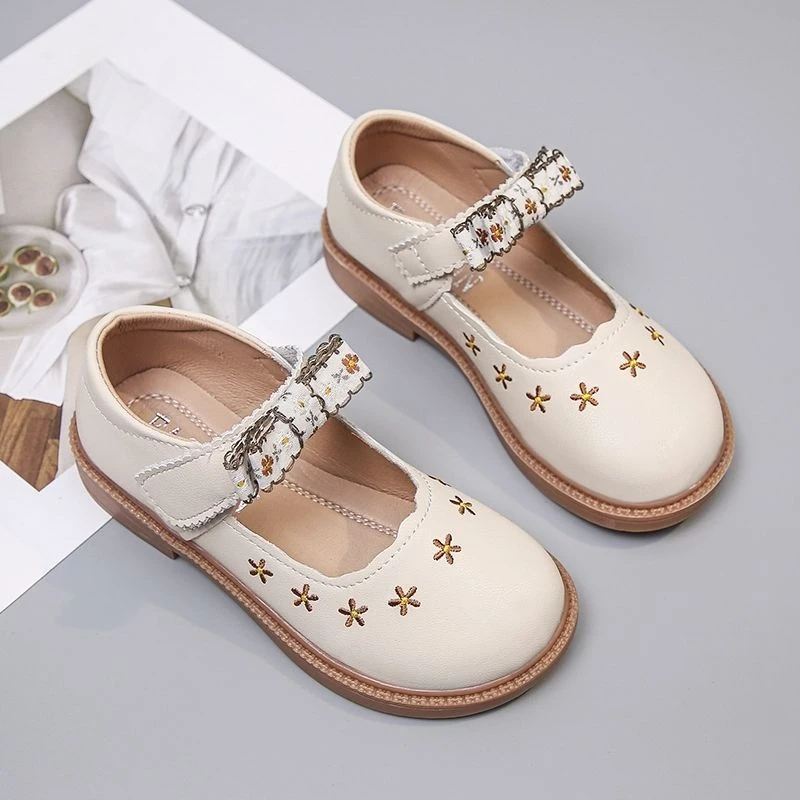 2026 New Fashion Girls Leather Shoes Soft Sole Shallow Princess Style Stylish Shoes Trendy Kids Footwear