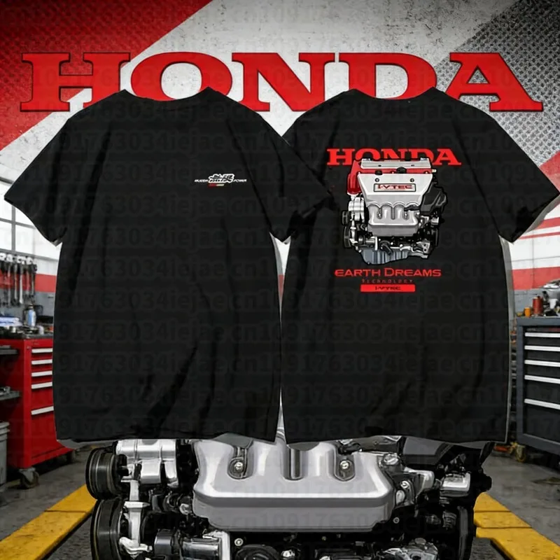 

Honda 2026 New Hot Summer 2025 JDM Racing T-shirt Cotton Cultural Shirt Custom Honda Civic FD2 Sports Car K20 Engine Casual