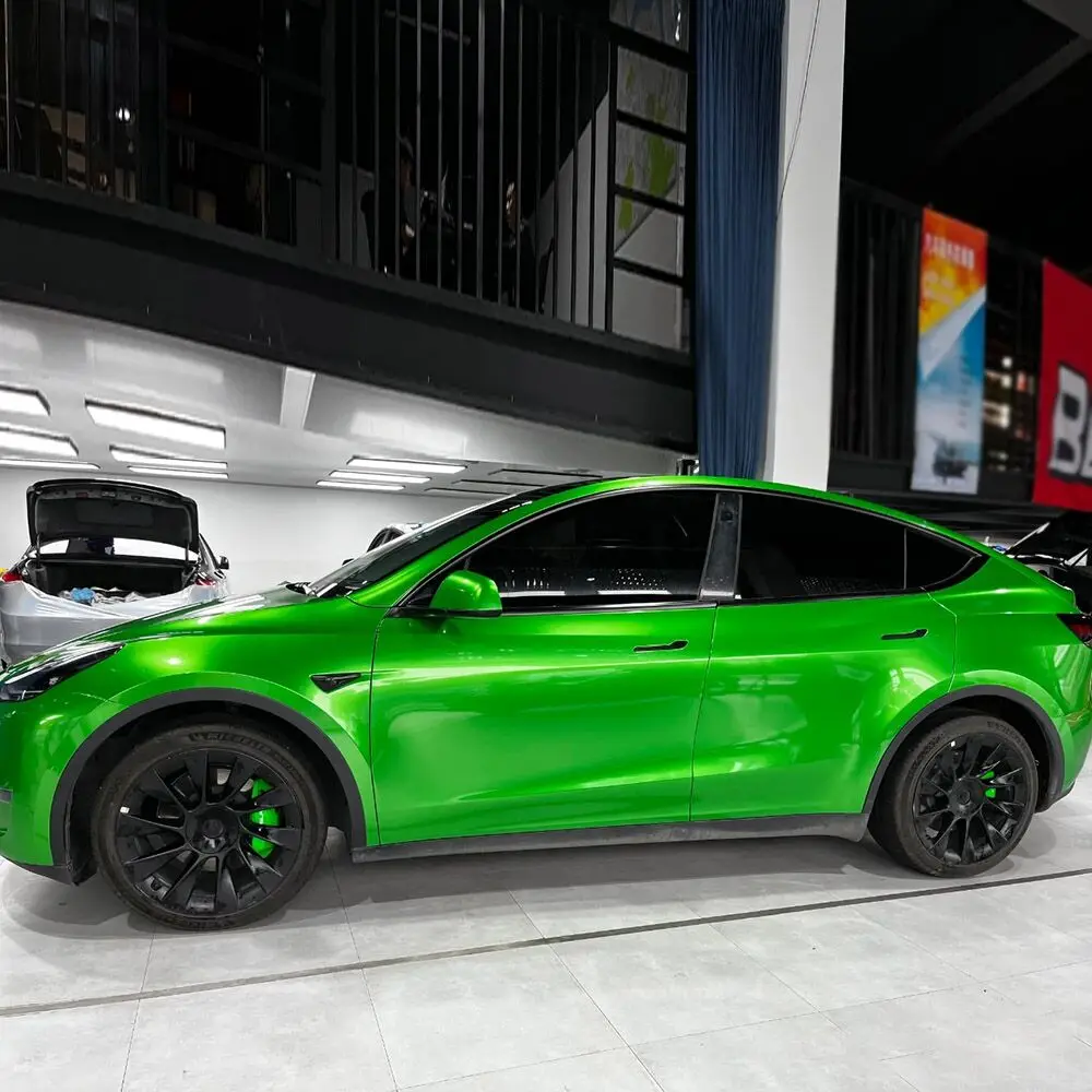 

Flame Green Heavy Metal Effect Vinyl Car Bonnet Protector How to Apply Auto Body Decal Shield for Vehicle