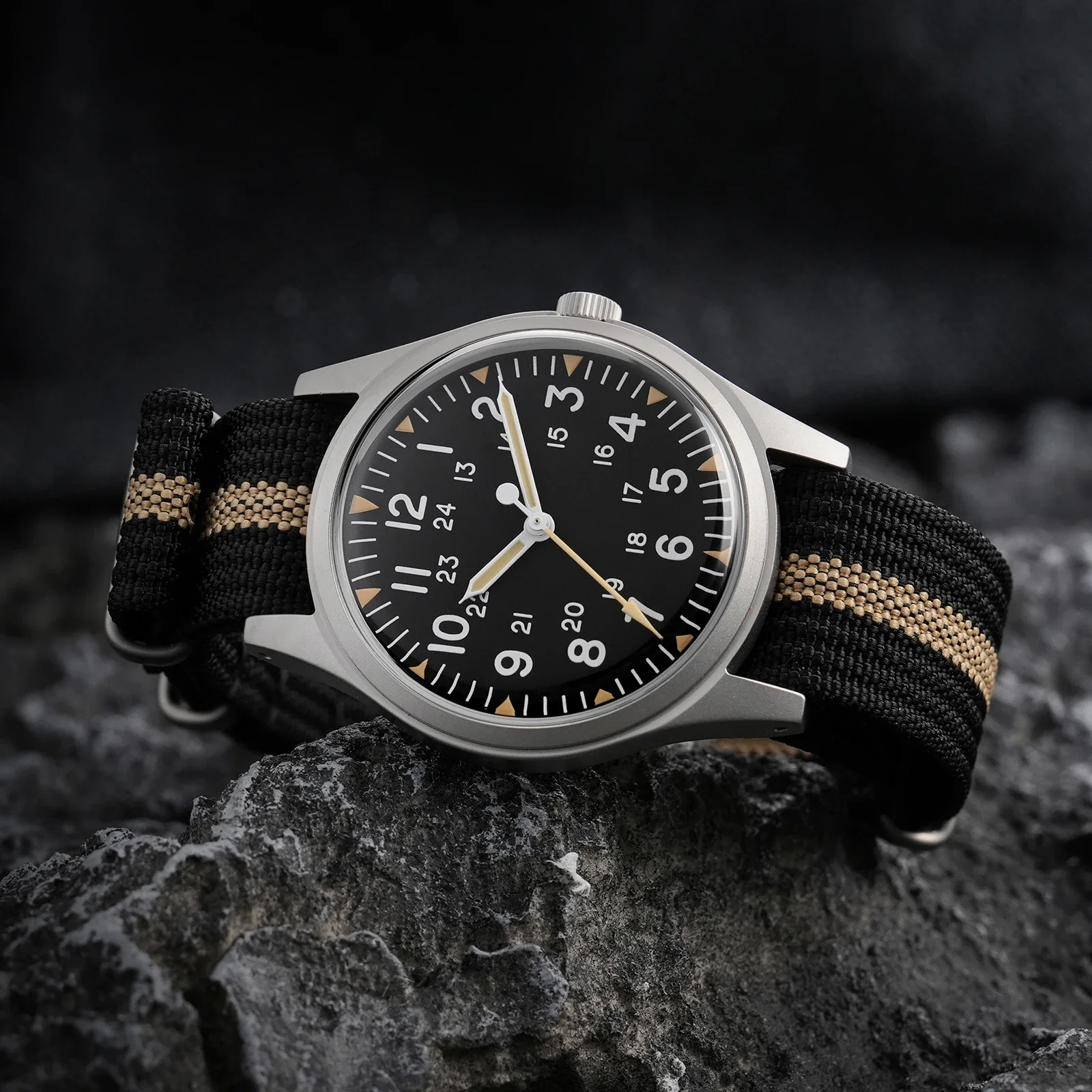 Militado 36 mm Retro-Felduhr VH31 Quarz-Blasenkristall C3 Super leuchtender Edelstahl 10 Bar wasserdichte Hommage-Uhr ML07