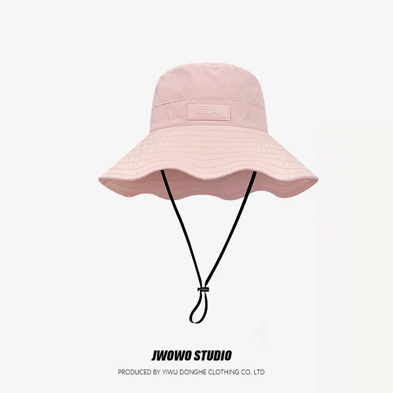 Spring Trend Letter Logo Outdoor Fisherman Hat for Women Summer Casual Foldable Sun Hat Quick-drying Lining Mesh Surface Sun Hat