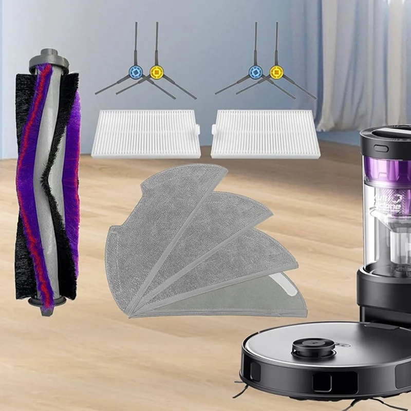 A83G-ملحقات بديلة لملحقات مكنسة الروبوت EUREKA E10s 1X فرشاة رئيسية، 2X مرشحات، 4X Moppads، 4X فرش جانبية