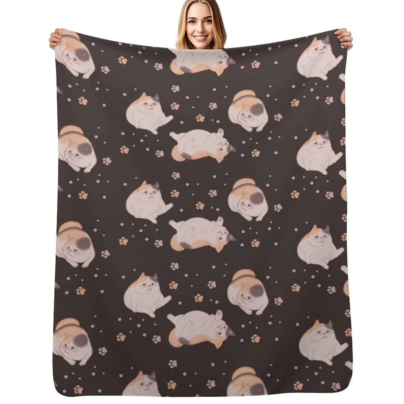 FFXIV - Playing Fat Cats (Dark) Throw Blanket Machine Washable Soft Warm Blanket