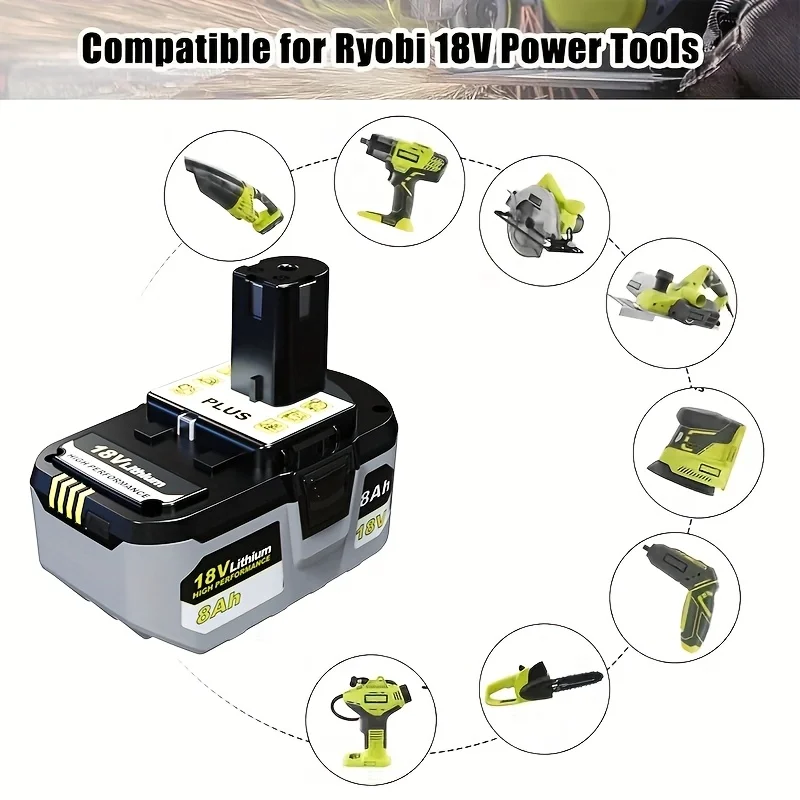 Verbessertes Set mit 8,0-Ah-Ersatzbatterien für Ryobi One+P108 18V, inklusive P108/P109/P107/P105/P104/P103/PBP005 – Detail 4