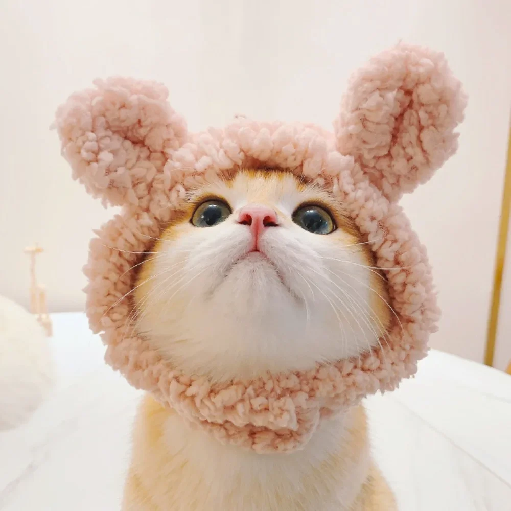 

Cute Bear Headwear Pet Cats Dogs Warm Bear Hat Breathable Small Kitten Costume funny Pet Hat Headwear Hat For Pets Puppies