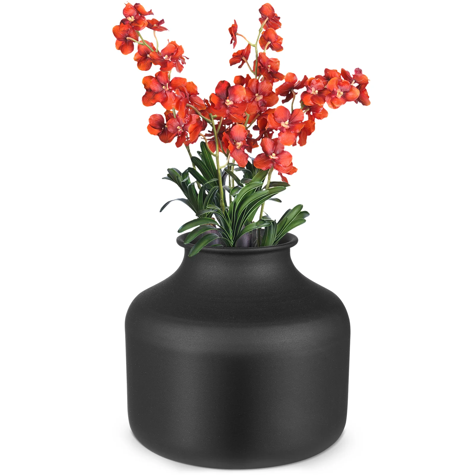 Iron Flower Pot Decorative Container Bucket Black Vase for House Unbreakable Floral Arrangement Planter Large