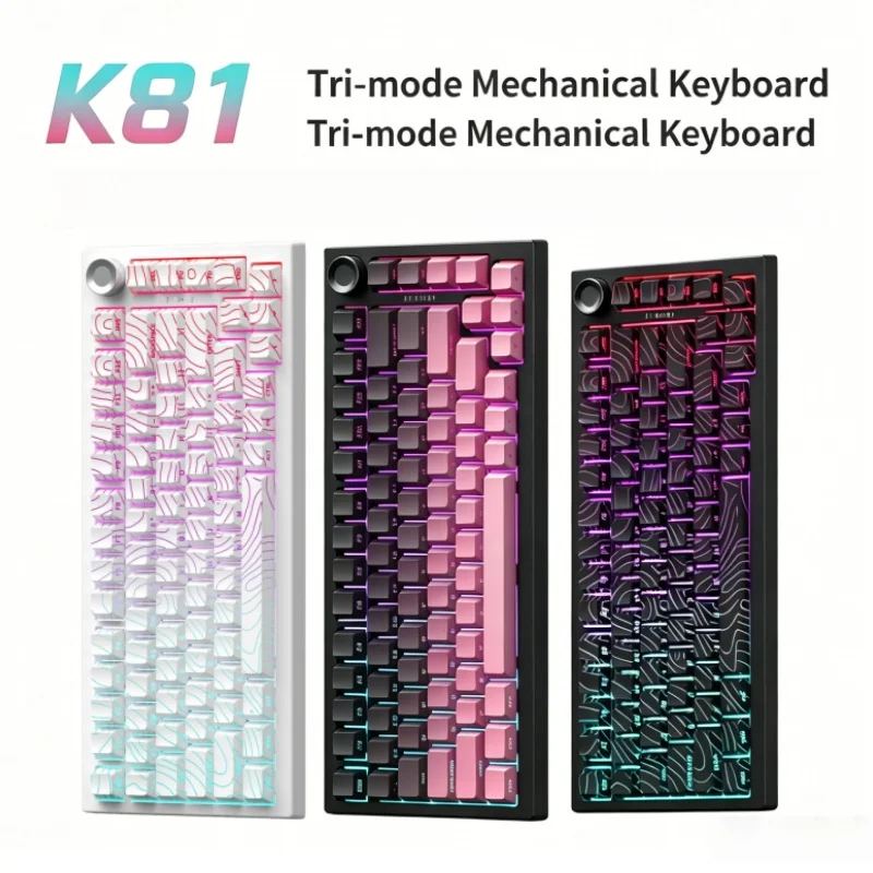K81 RGB Mechanical Keyboard Wireless Bluetooth Gasket Structure 8000mAh Battery Hot Swap Support USB-C Connection Side Engraving