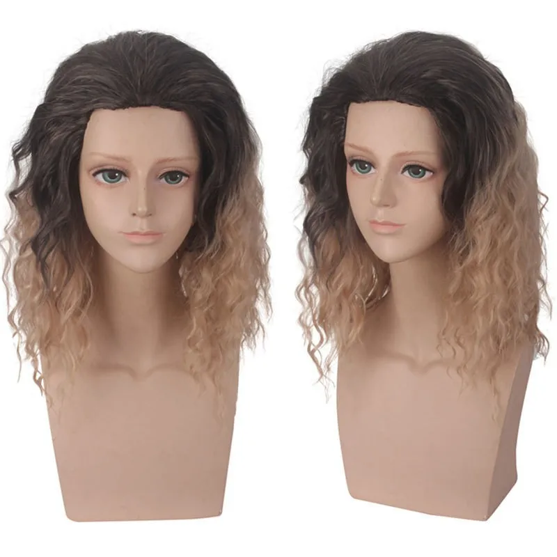 Peluca roja sintética parte media largo ondulado fibra resistente al calor disfraz fiesta Cosplay Halloween pelo de mujer