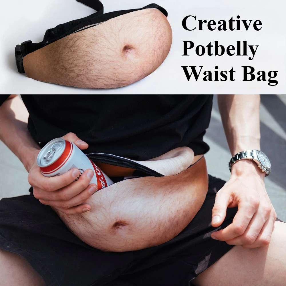 Creative Simulated Belly Waist Bag, Potbelly Bag, Beer Belly Waist Bag, Funny Belly Waist Bag, Butt Bag, Sports Bag
