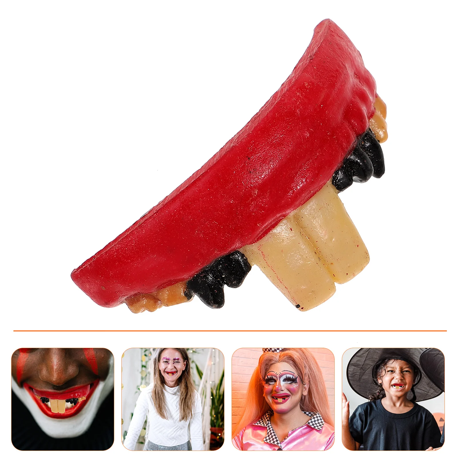 False Teeth Halloween Dentures Decorative Props Fake Braces for Kids Toothbrush