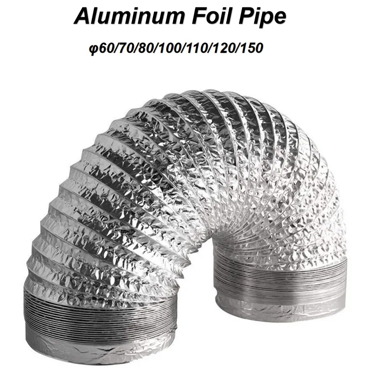Suszarka ∅60-150mm Folia aluminiowa PVC Rura dymna Elastyczny kanał wentylacyjny do kuchni Łazienka Rura montażowa wyciągu