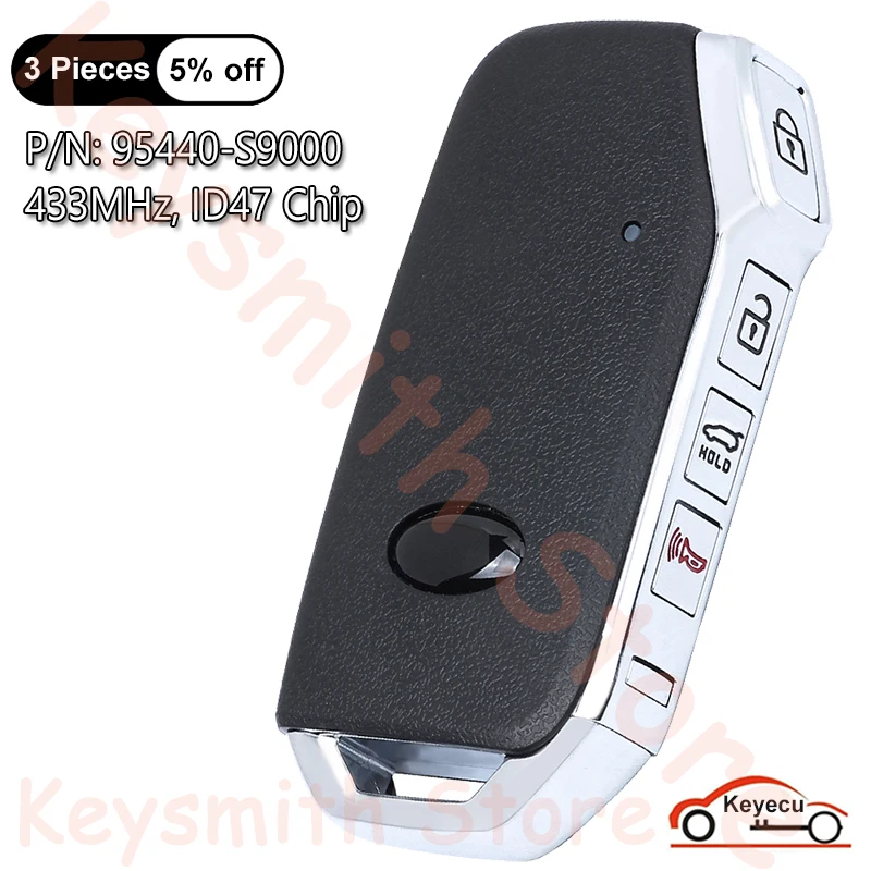 

KEYECU 4 Buttons 433MHz ID47 Chip for Kia Telluride 2020 2021 Auto Smart Remote Control Key Fob 95440-S9000 FCC ID: TQ8-FOB-4F24