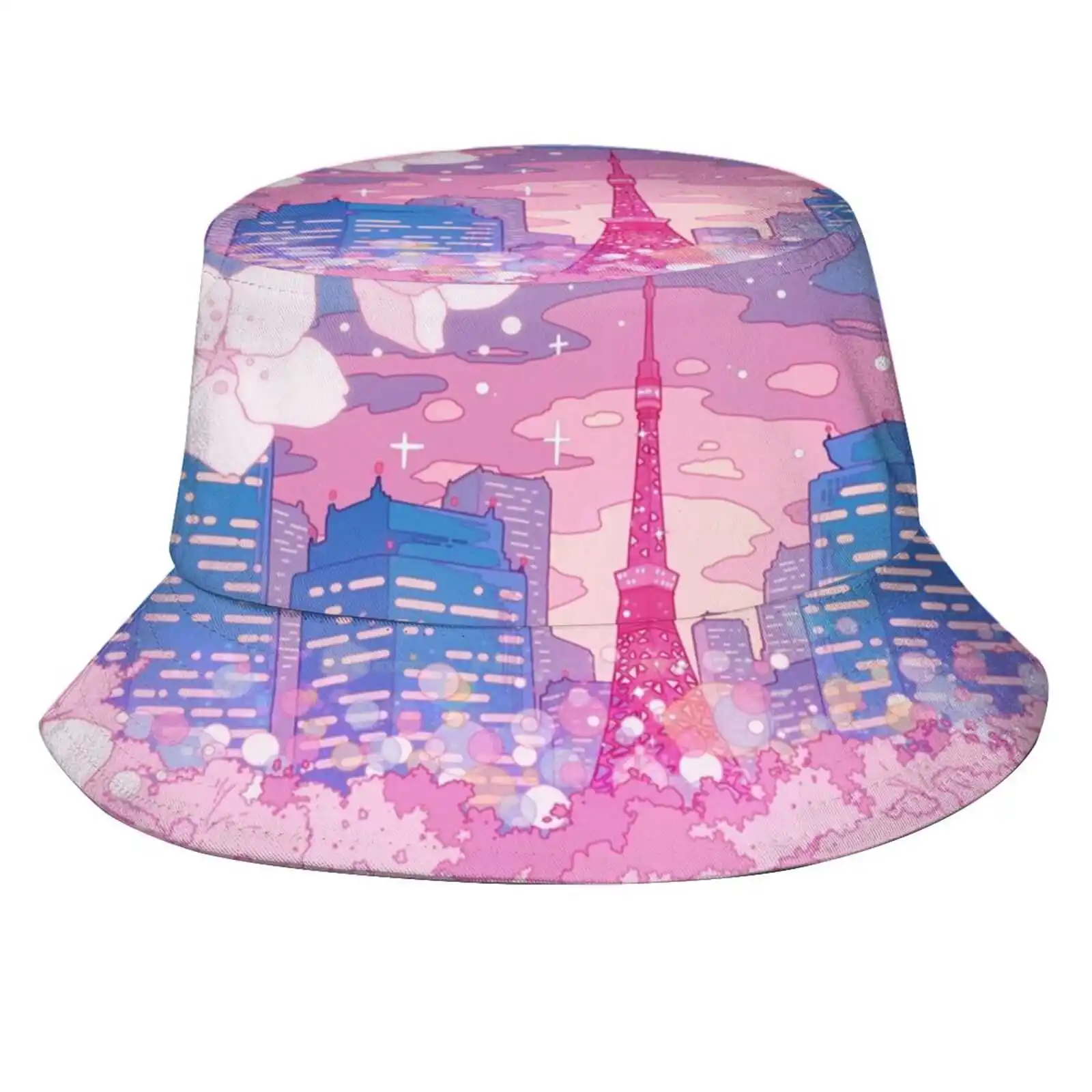 The Evening Tokyo Lake View Sun Cap Fisherman Hat Bucket Hats Anime Manga Cityscape Landscape Tokyo Japan Style Kawaii Cute