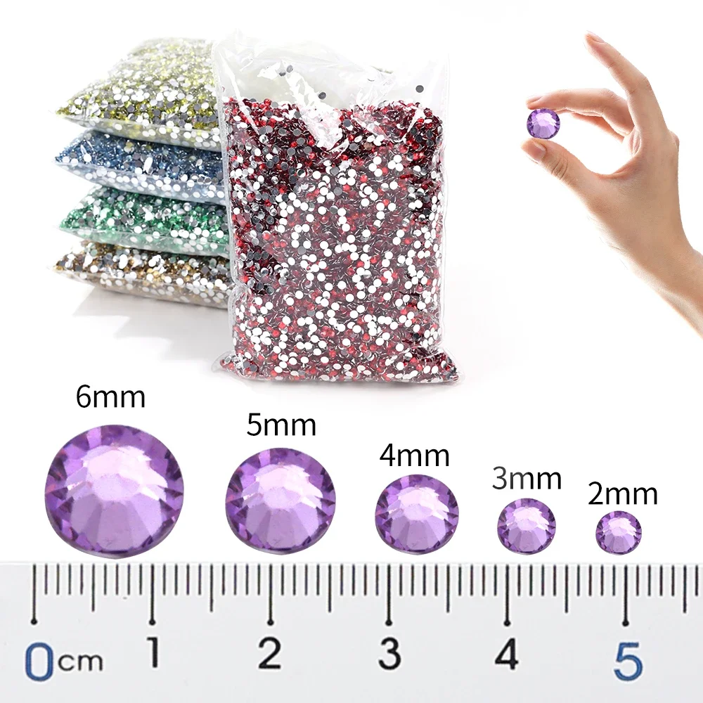 

SS6-SS30 Super Excellent Glass Crystal Non Hotfix Rhinestones Silver bottom Glitter Stones Nail Art Decorations DIY Accessories
