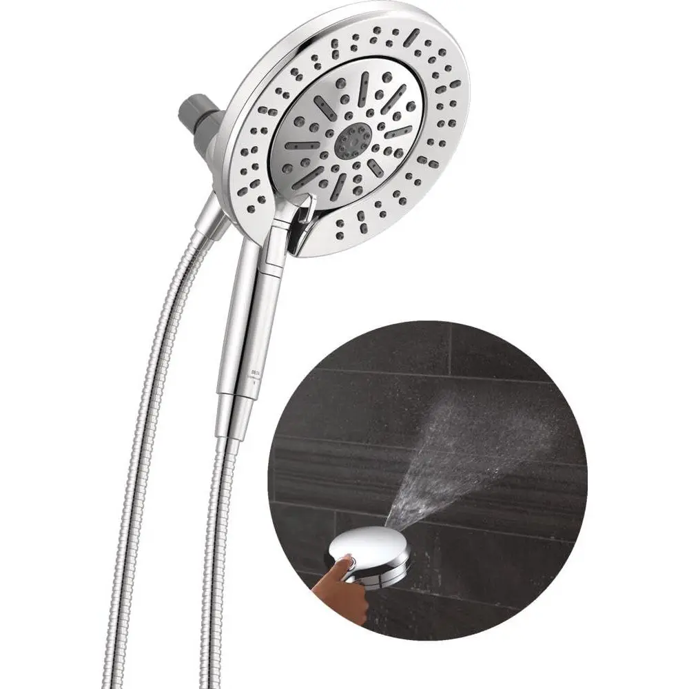 

6Setting In2ition 2in1 Dual Shower Head with Handheld High Pressure ProClean Spray, Chrome Detachable Shower Head with Hose, 1.7