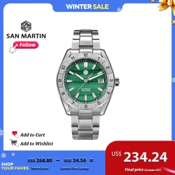 San Martin 42 mm luxe herenhorloge groene malachiet wijzerplaat roestvrij staal mechanisch polshorloge saffier waterdicht 10 bar SN0130G-B