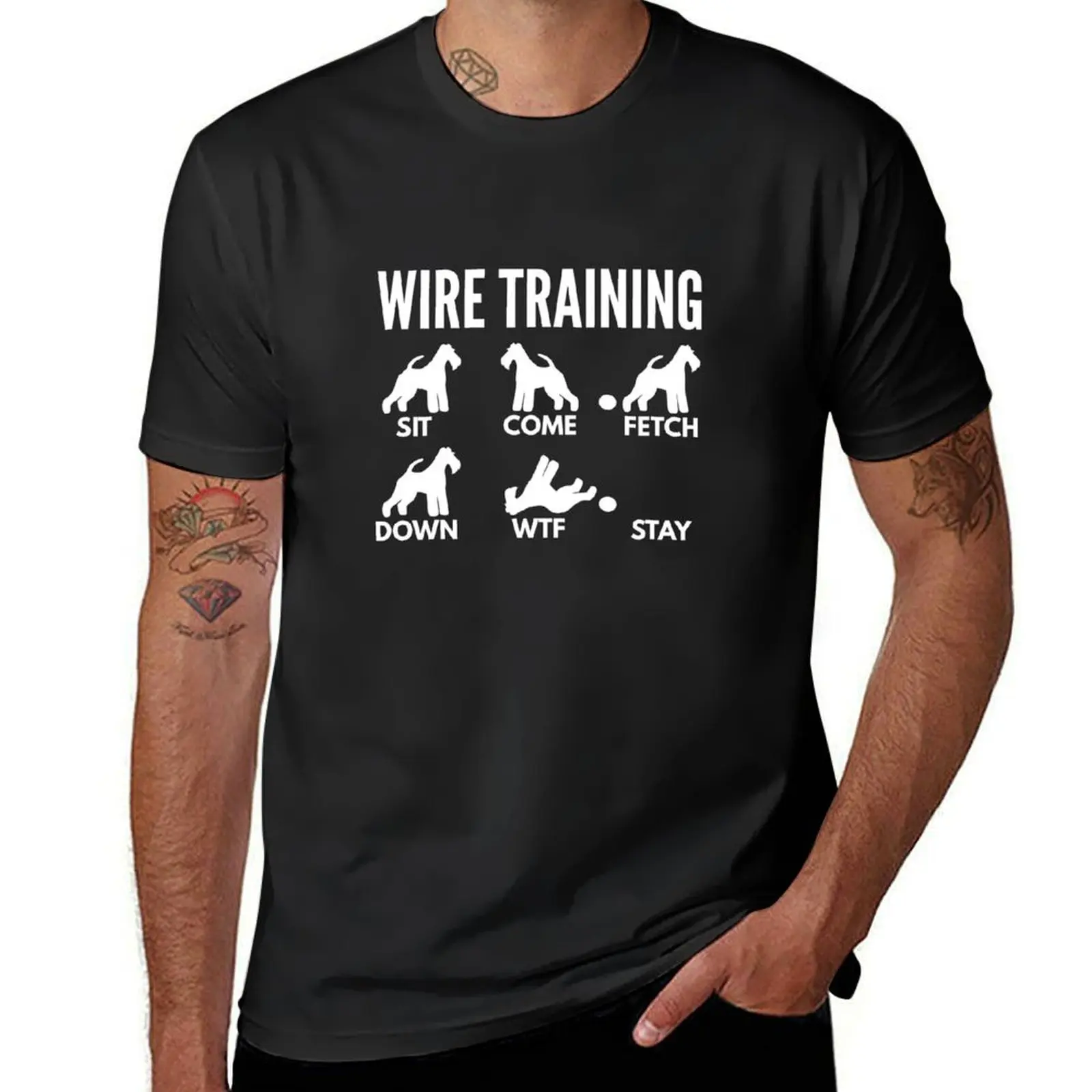 Wire Training - Wire Fox Terrier Tricks T-shirt summer clothes tees vintage men clothing