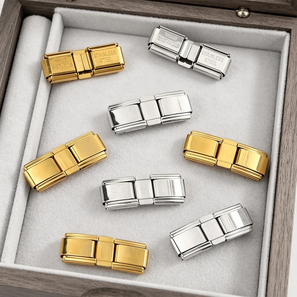 Personalisiertes Herz-Armband in Goldfarbe, DIY-Herstellung, für Damen und Herren, Italienischer Charm, Edelstahl, Zerlegbares Armband, Modeschmuck – Detail 3