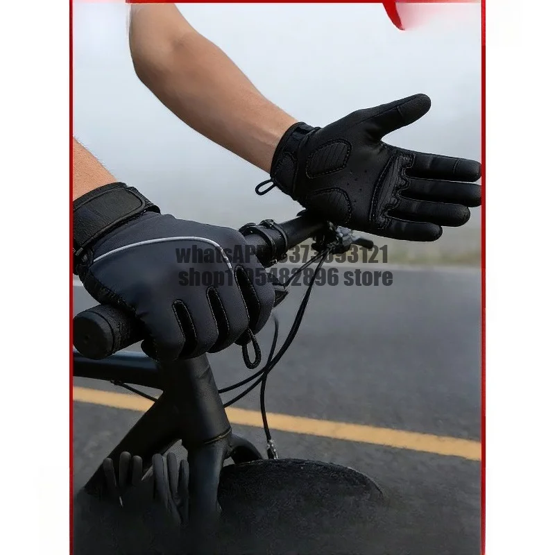 Cycling gloves men's windproof and cold-proof bicycle fitness anti-cocooning and non-slip training women's full-finger sports