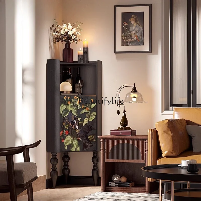 

ls 27French Vintage Flower Animal Solid Wood Corner Cabinet Corner Cabinet Triangle Shelf