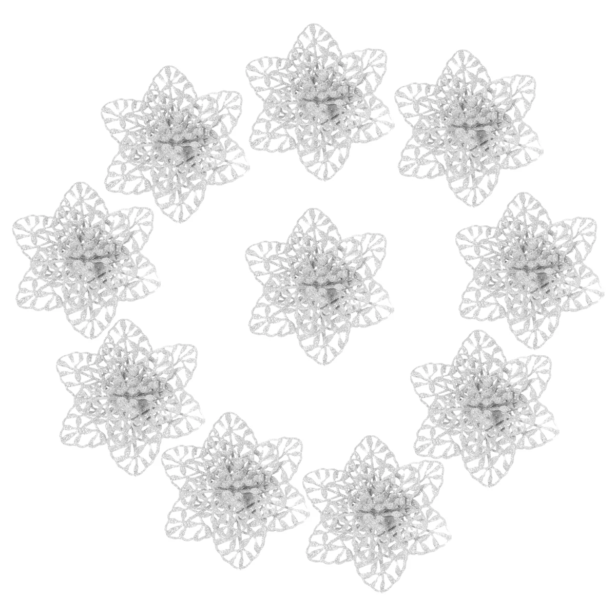 

10pcs Artificial Flowers Decorative Christmas Tree Ornaments Wedding Party Supplies Simulated Floral Arrangements Xmas Decor