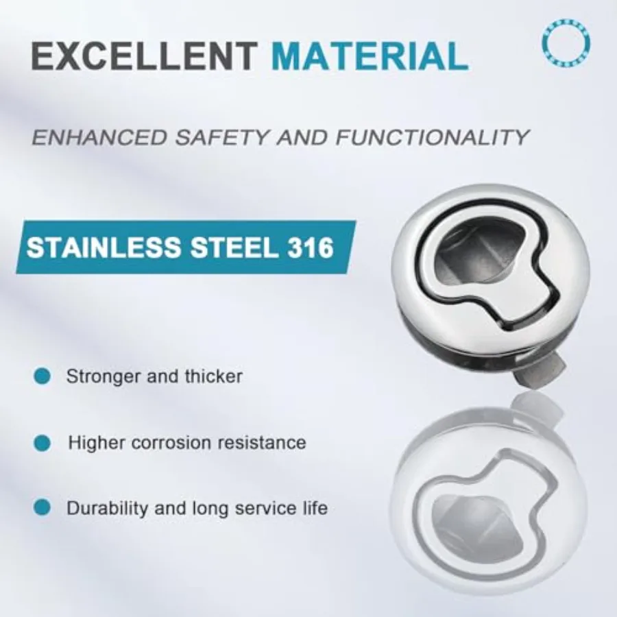 Pestillo Slam de acero inoxidable Evan, 2 tiradores redondos al ras para escotilla de barco marino, compartimento para gabinete de remolque RV, Compatible con M1-63-8