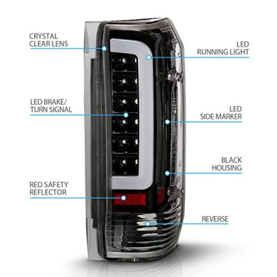 Truck 3D CType Halogen Led Tube Replacement Tail Light Set for 19891996  F150 Bronco F250 F350 Passenger and Driver Side Vehicl