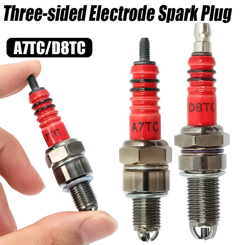 Spark Plug High Performance 3-Electrode A7TC D8TC for GY6 CG 50 70 110 125 150CC Motorcycle Spark Plug Accessories