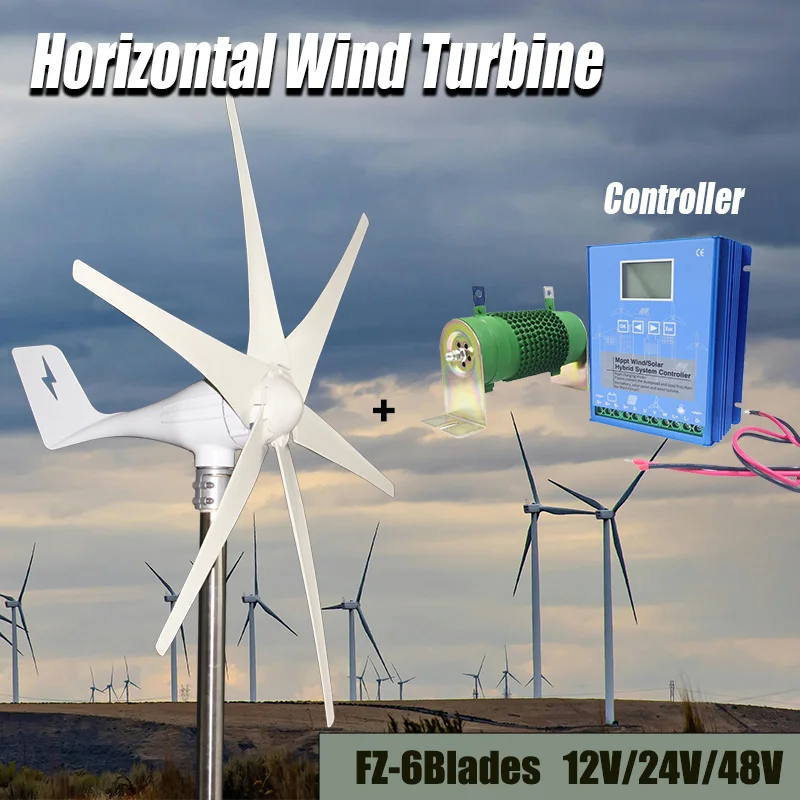 

12V 24V 48V 3000W Wind Turbine Genertator Alternative Energy Generators 6 Blades With MPPT Hybrid Controller For Home Use