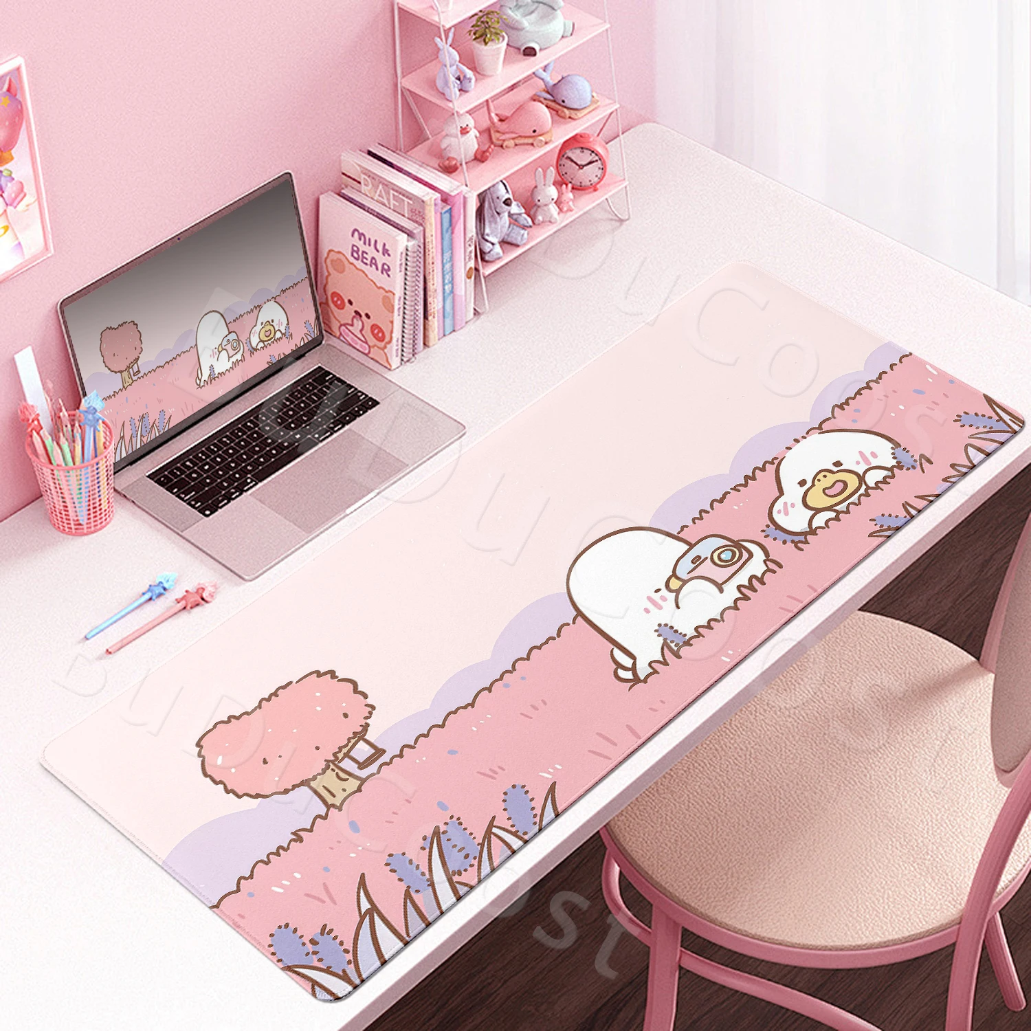 Cute Rabbit Bear Mause Pad Extended Washable Non-slip Rubber Keyboard Pad Office Home Game Computer Set Up Accessories Mousepad