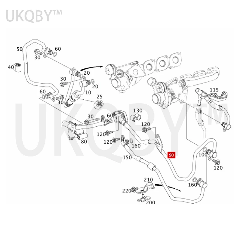 A2782001300 Left return line of coolant pipeline Me rc ed es Be nz F217 F222 F231 S 500