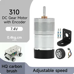 DIY DC Motor with Encoder Speed Measurement Metal Geared High Torque Gear Box 310 Motor 450rpm for Self Balancing Car Robotics