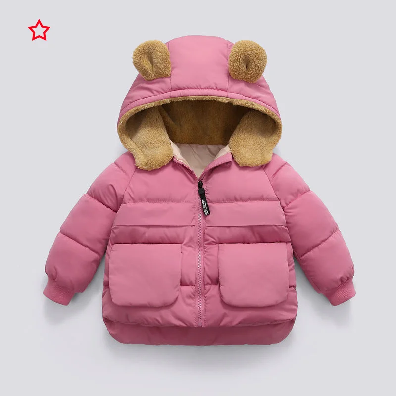 Kids Boys Girls Winter Sherpa Fleece Hooded Jacket Thickened Warm Down Cotton Puffer Coat Toddler Baby Casual Outerwear