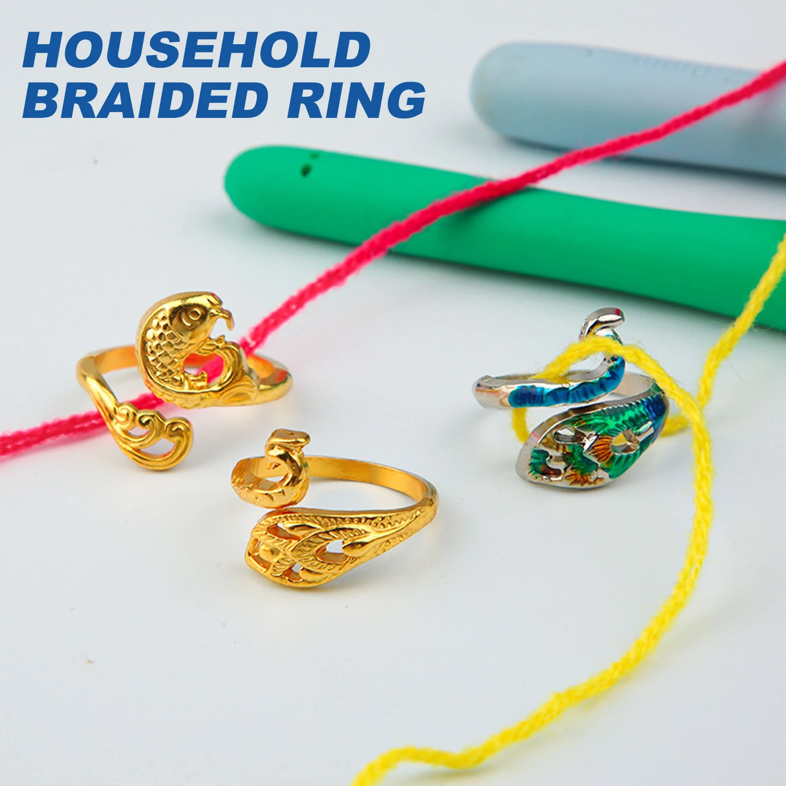 

6pcs Vintage Peacock Alloy Adjustable Retro Design Knitting Finger nament for Sewing Crochet Accessories Yarn Guide